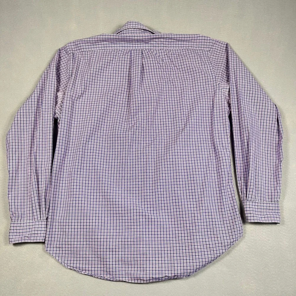 Polo Ralph Lauren Mens L Classic Fit Purple Plaid Button Down Shirt Academia
